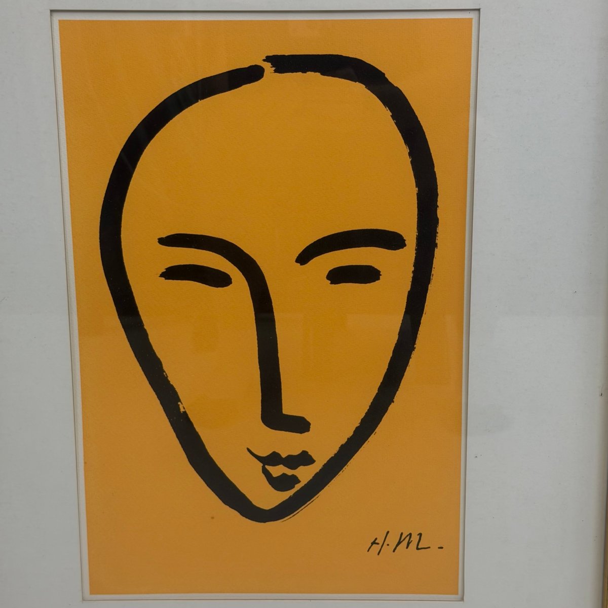 Sérigraphie « visage sur fond jaune » d'après Henri Matisse « -photo-2