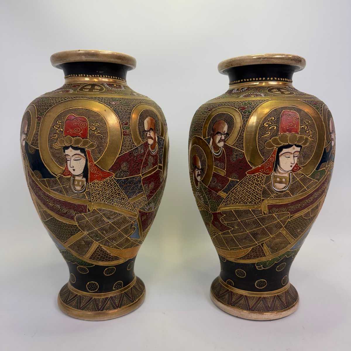 2 vases Satsuma ornés du motif « Mille visages » -photo-6