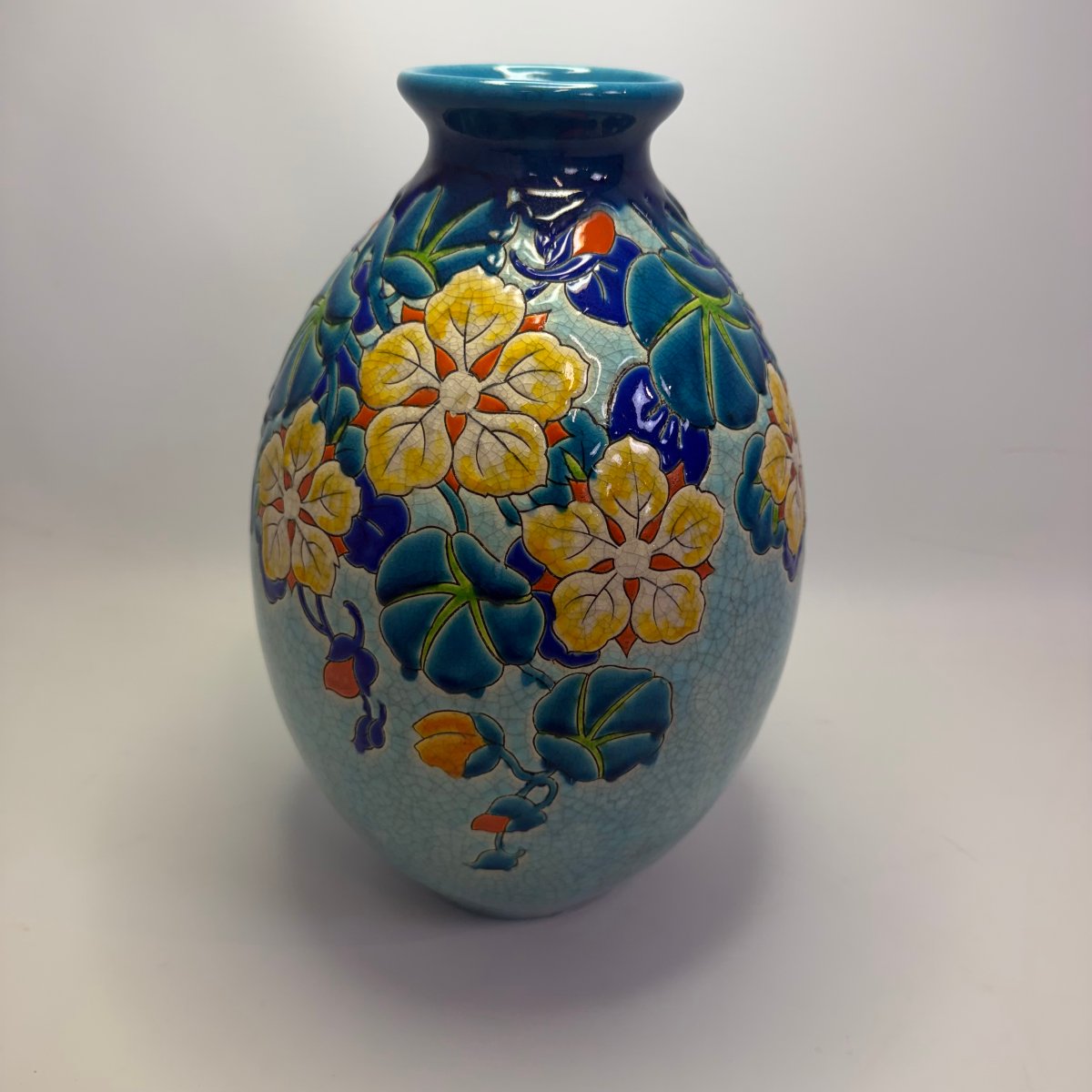 Grand vase en céramique signé Charles Catteau pour Boch Keramis-photo-3