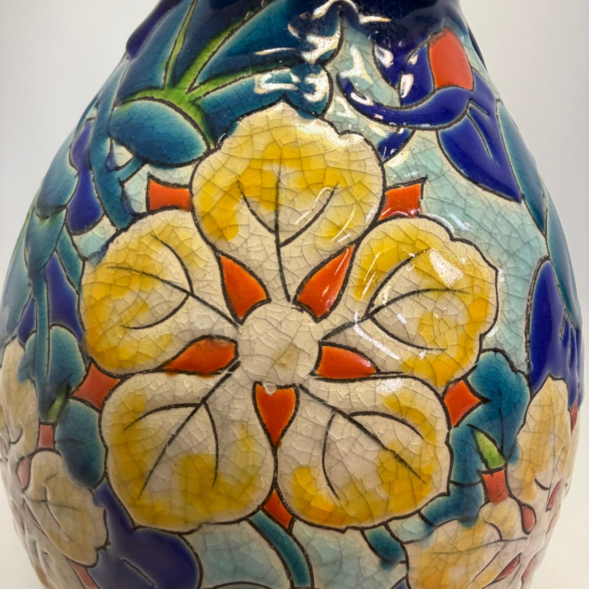 Grand vase en céramique signé Charles Catteau pour Boch Keramis-photo-1