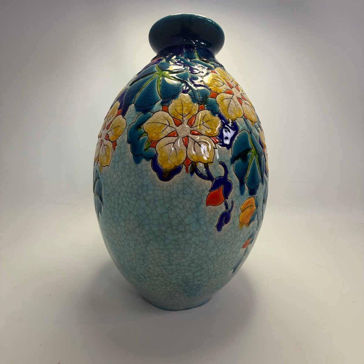 Grand vase en céramique signé Charles Catteau pour Boch Keramis-photo-3