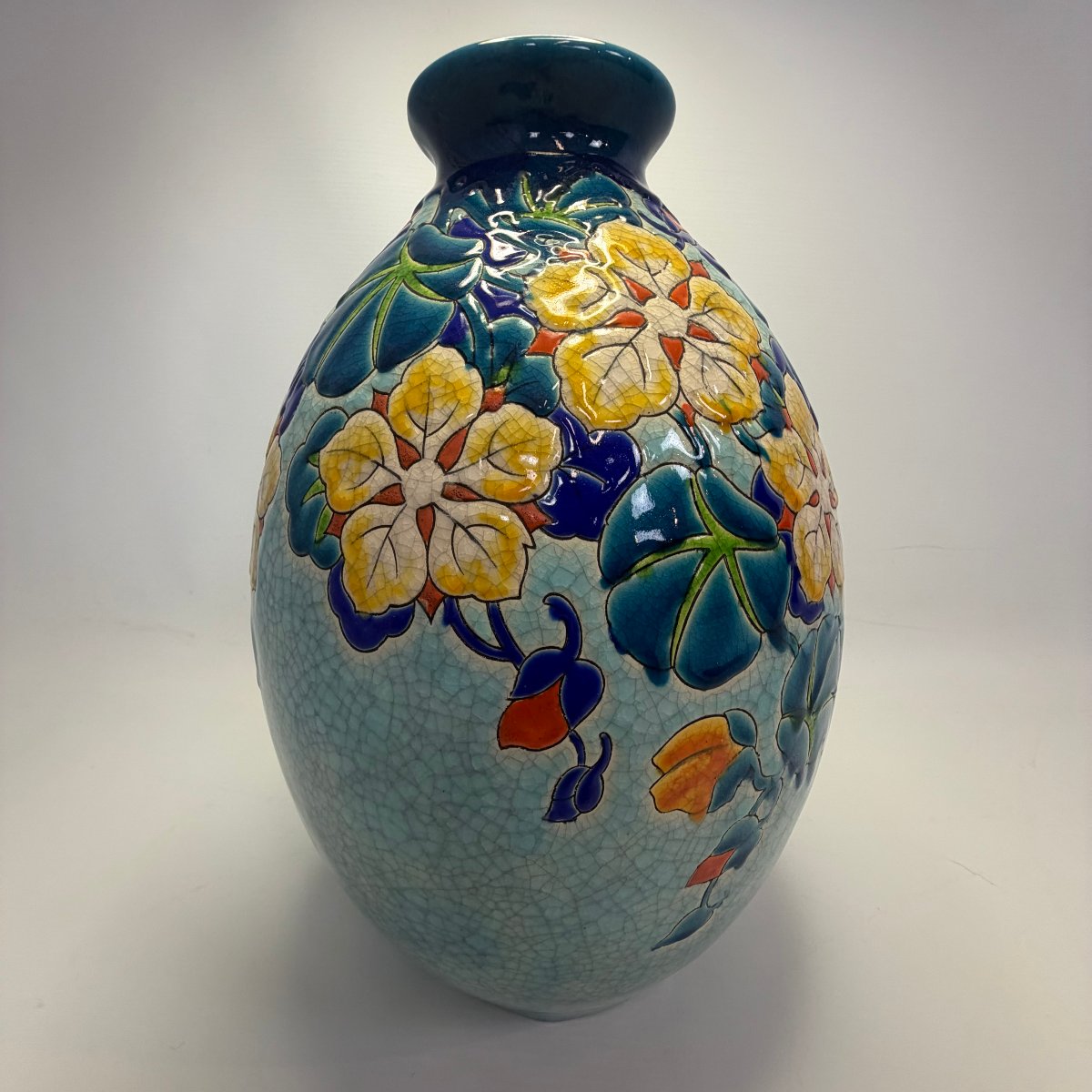 Grand vase en céramique signé Charles Catteau pour Boch Keramis-photo-5