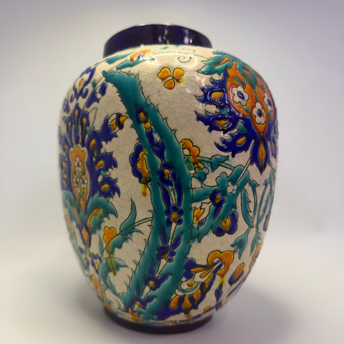 "iznik" Ceramic Vase By Charles Catteau For Boch Keramis -photo-4