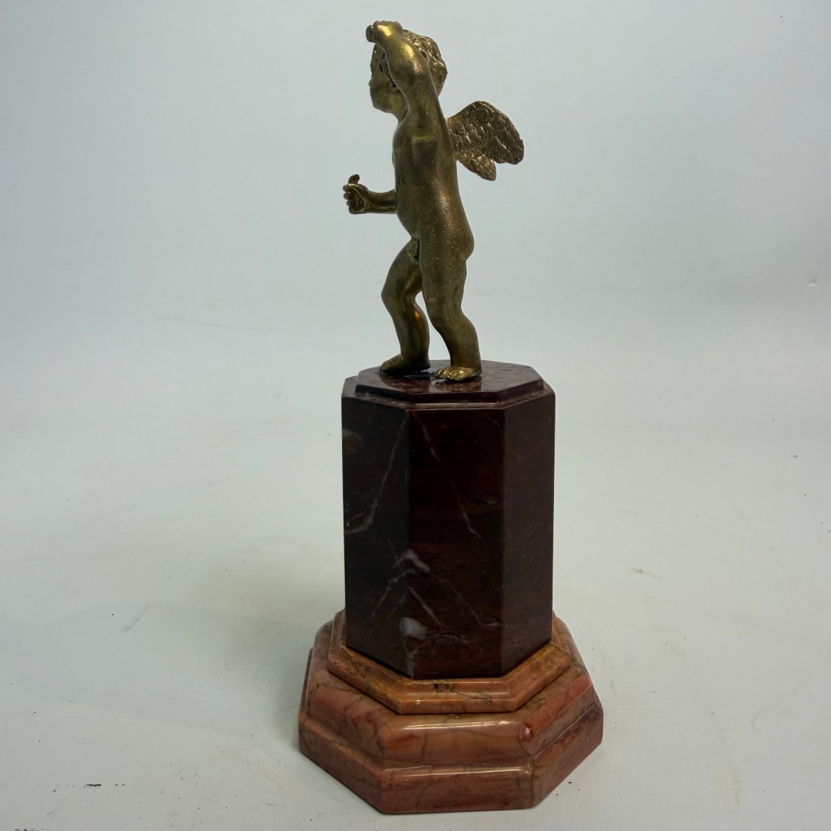 Ange en bronze doré sur socle de marbre -photo-6