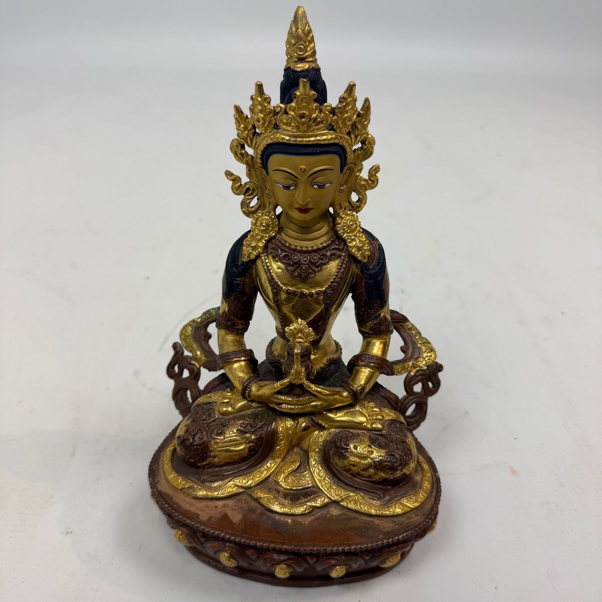  Bouddha Amitayus en bronze doré -photo-7