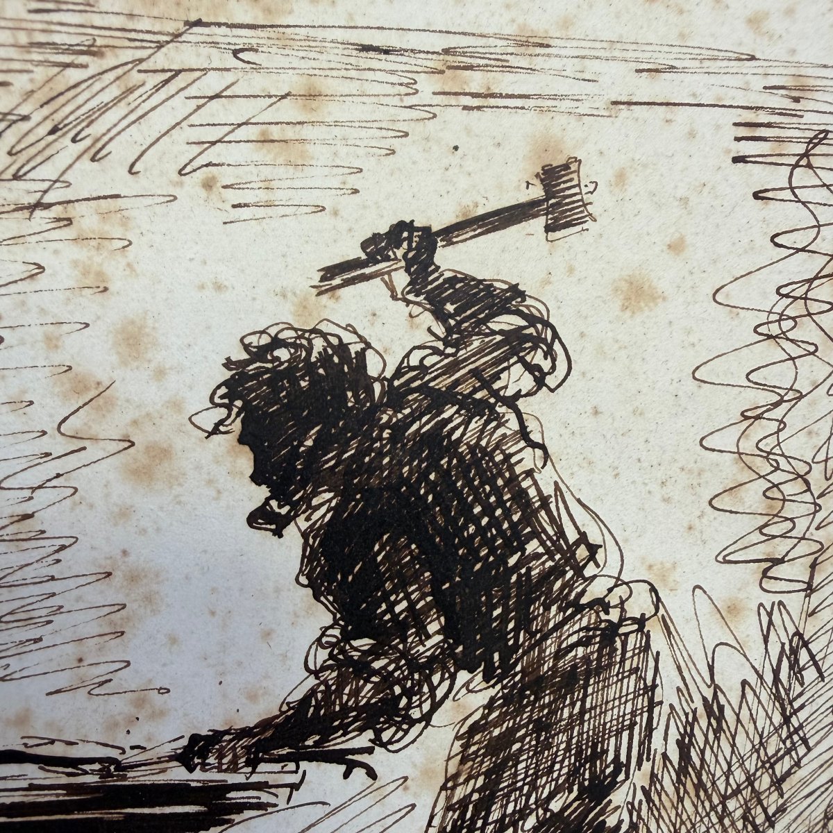 Ink Drawing Depicting Blacksmiths, By Félix Philippoteaux -photo-1
