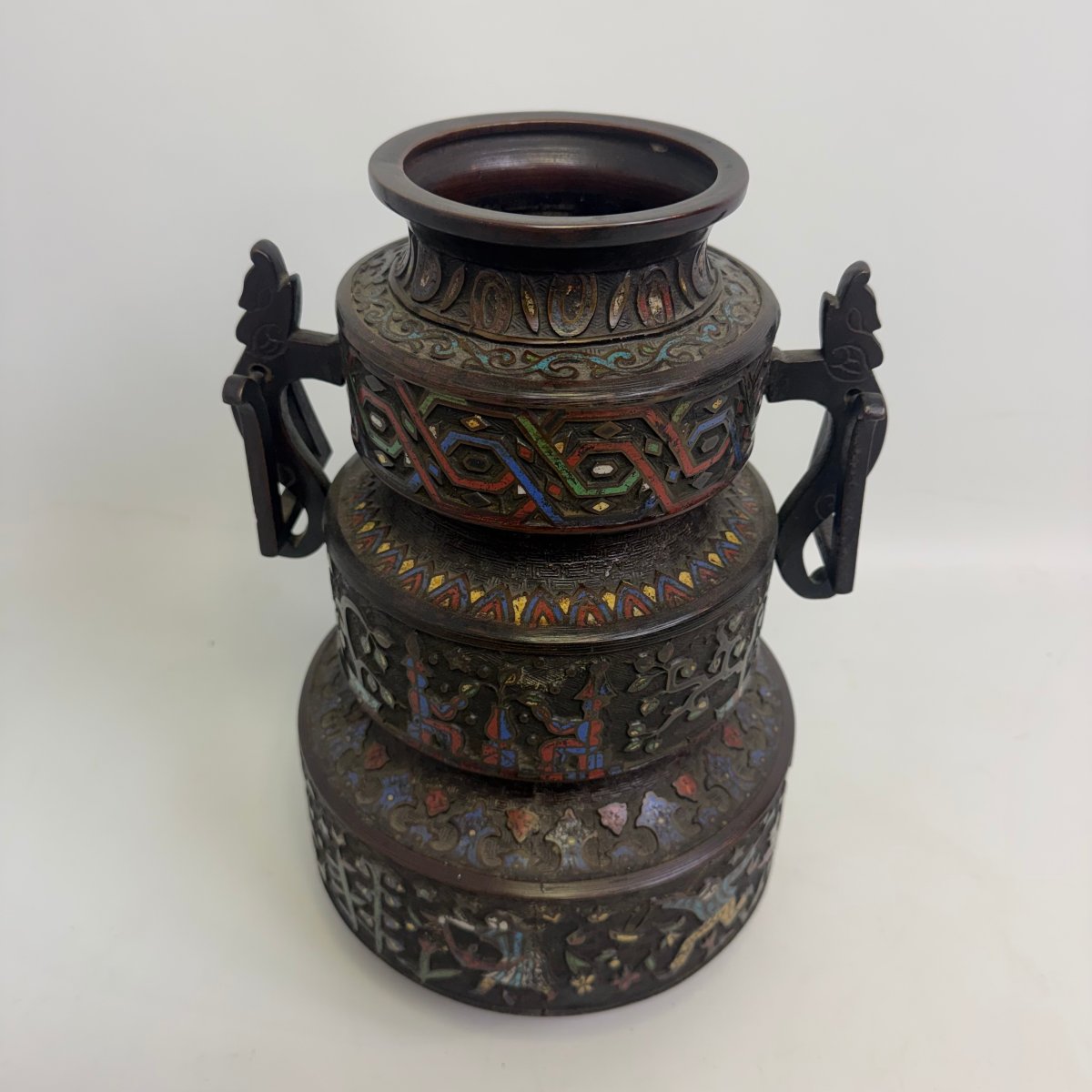 Chinese Bronze Vase With Champlevé Enamel -photo-6