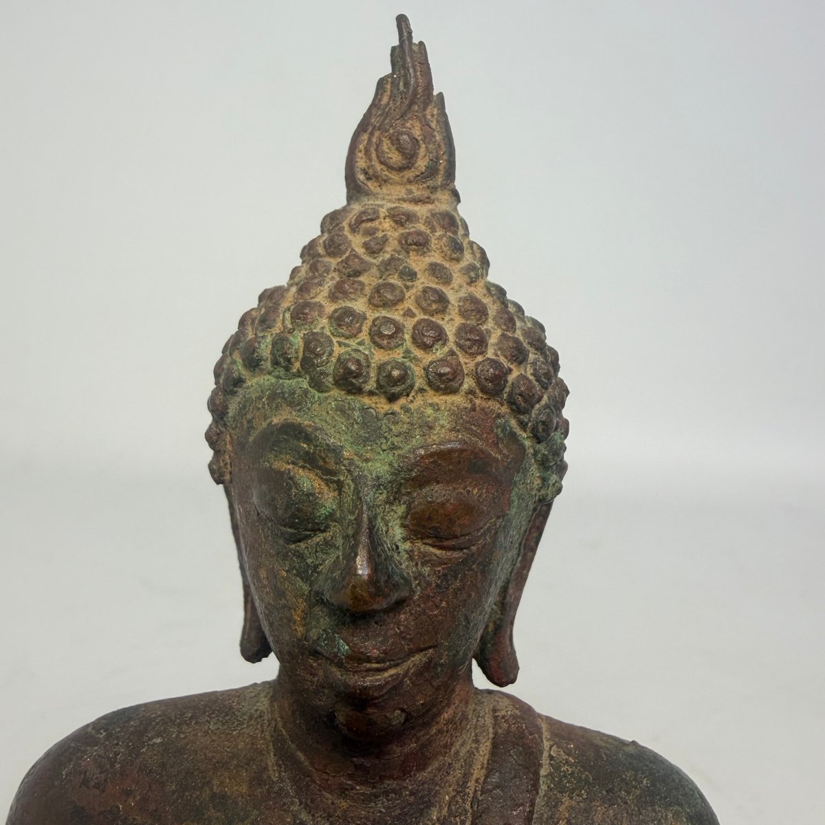 Bouddha thaïlandais Shakyamuni assis, en bronze -photo-3