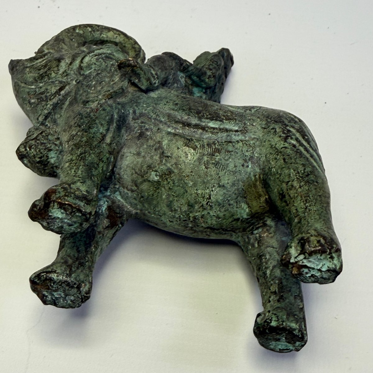 Sculpture antique en bronze représentant un homme sur un éléphant -photo-5