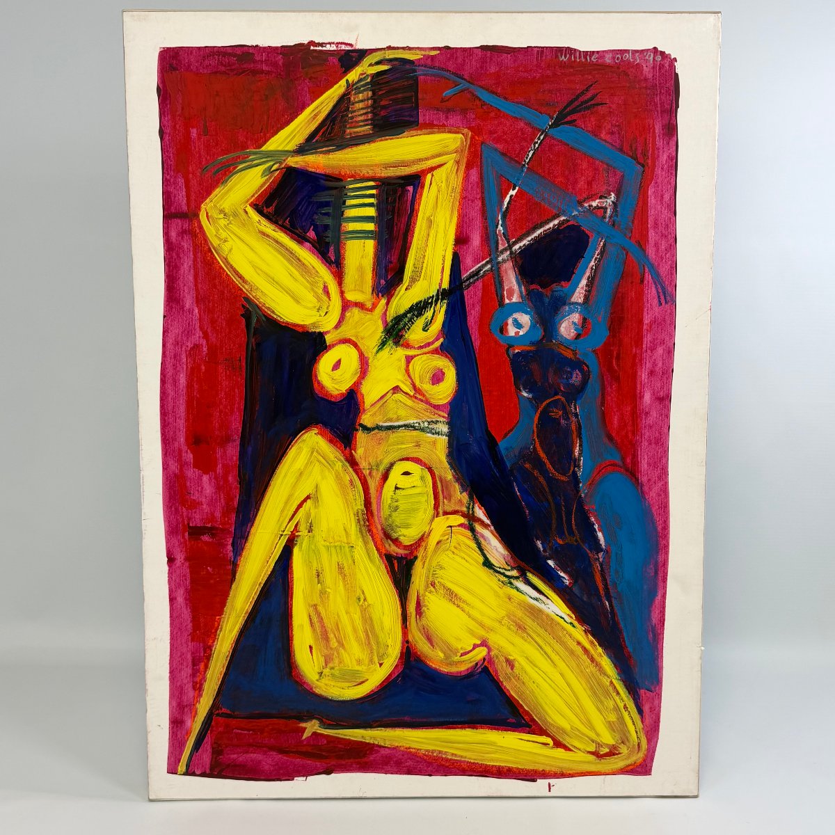 Huile sur papier « Copines imaginaires » de Willie Cools 