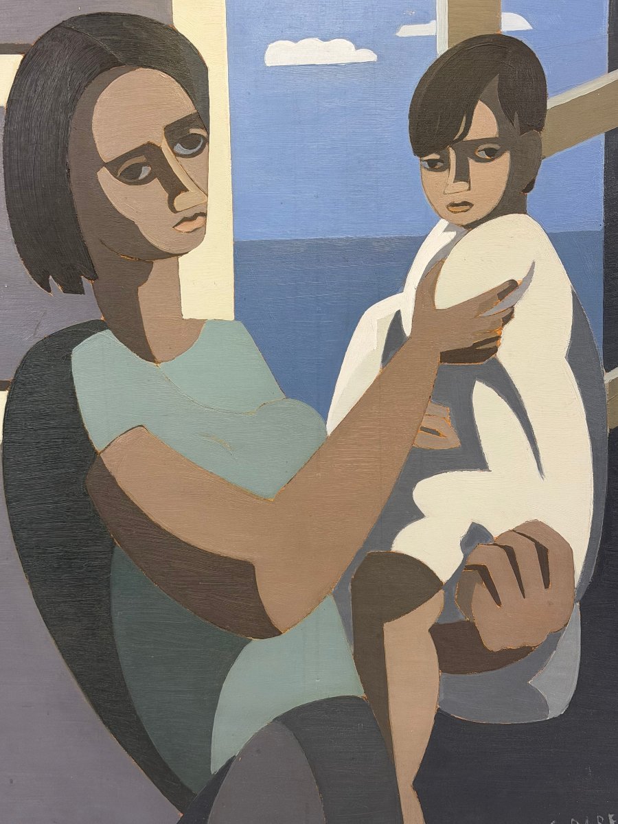 Oil On Panel, “maternity,” By Gustave Paredis -photo-2