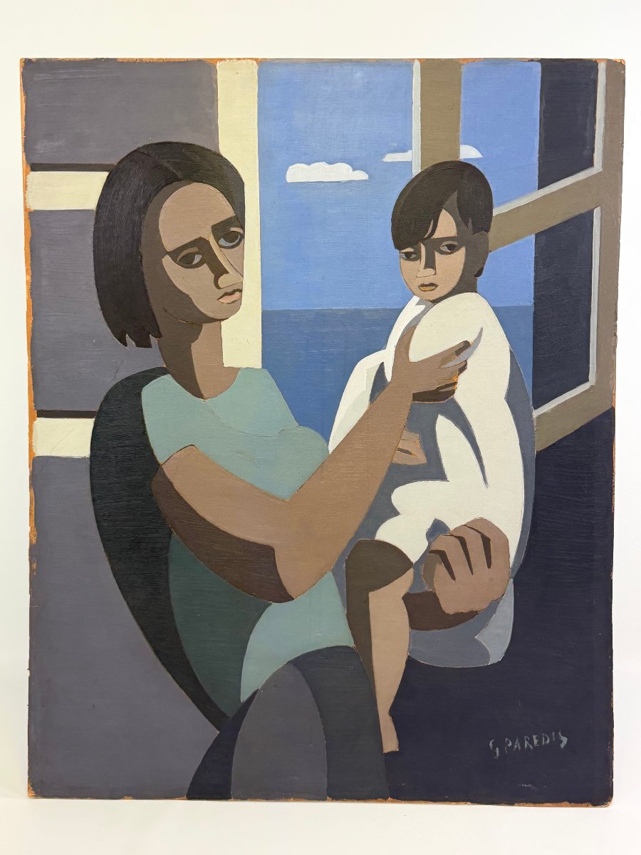 Oil On Panel, “maternity,” By Gustave Paredis 