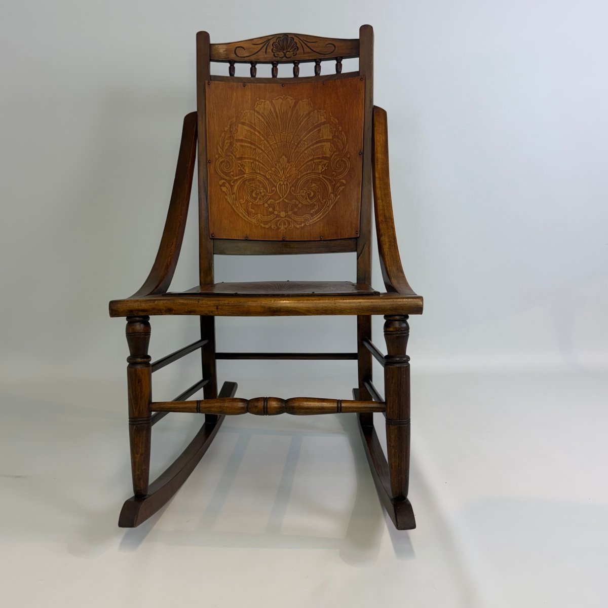 Antique Edwardian Rocking Chair With A “pressed Back” -photo-2