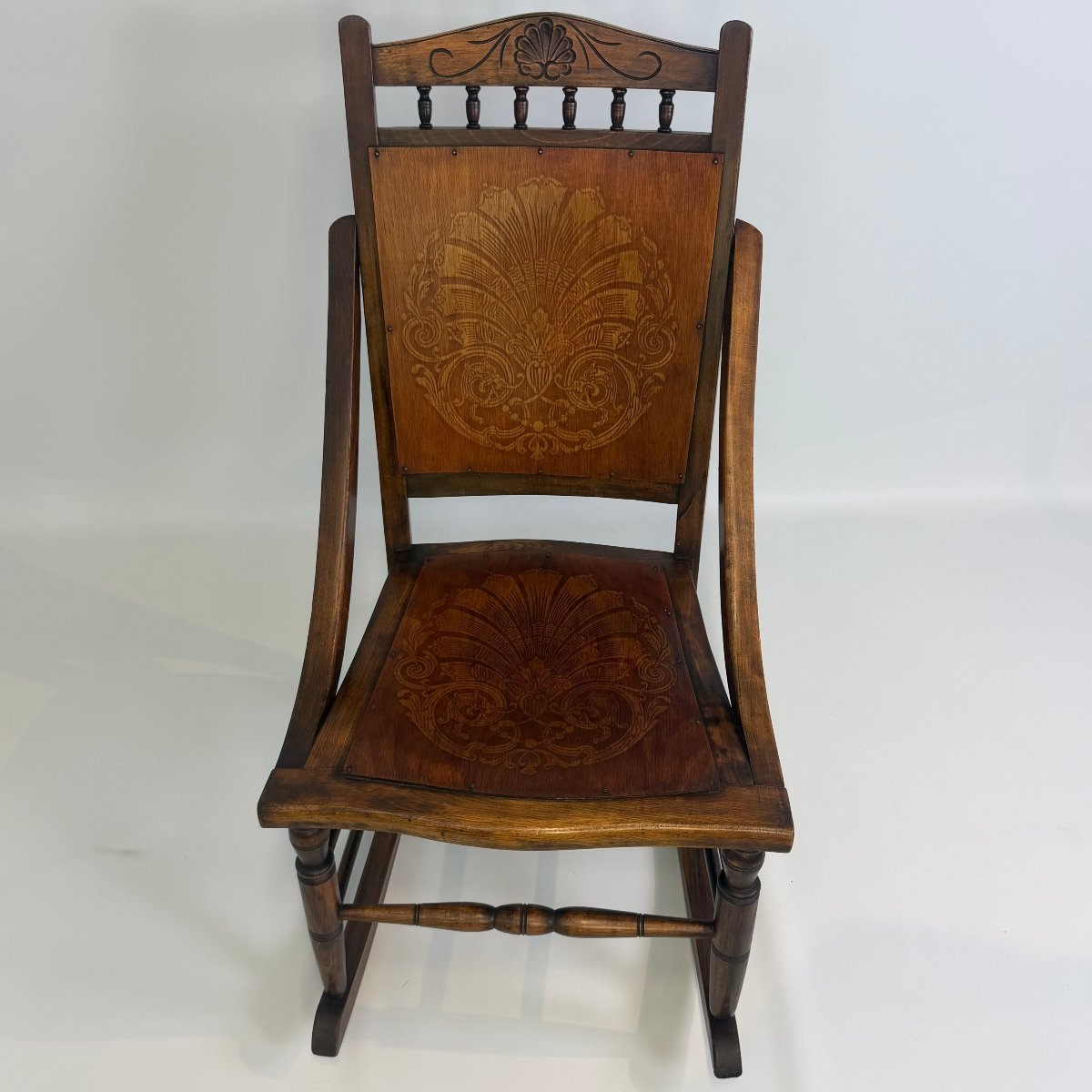 Antique Edwardian Rocking Chair With A “pressed Back” -photo-4