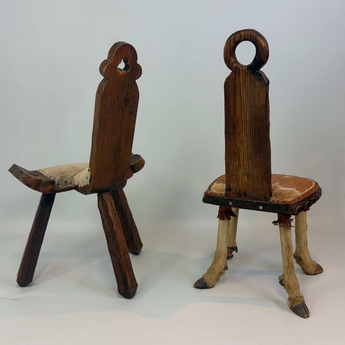 Lot de 2 chaises rustiques de style folklorique -photo-2