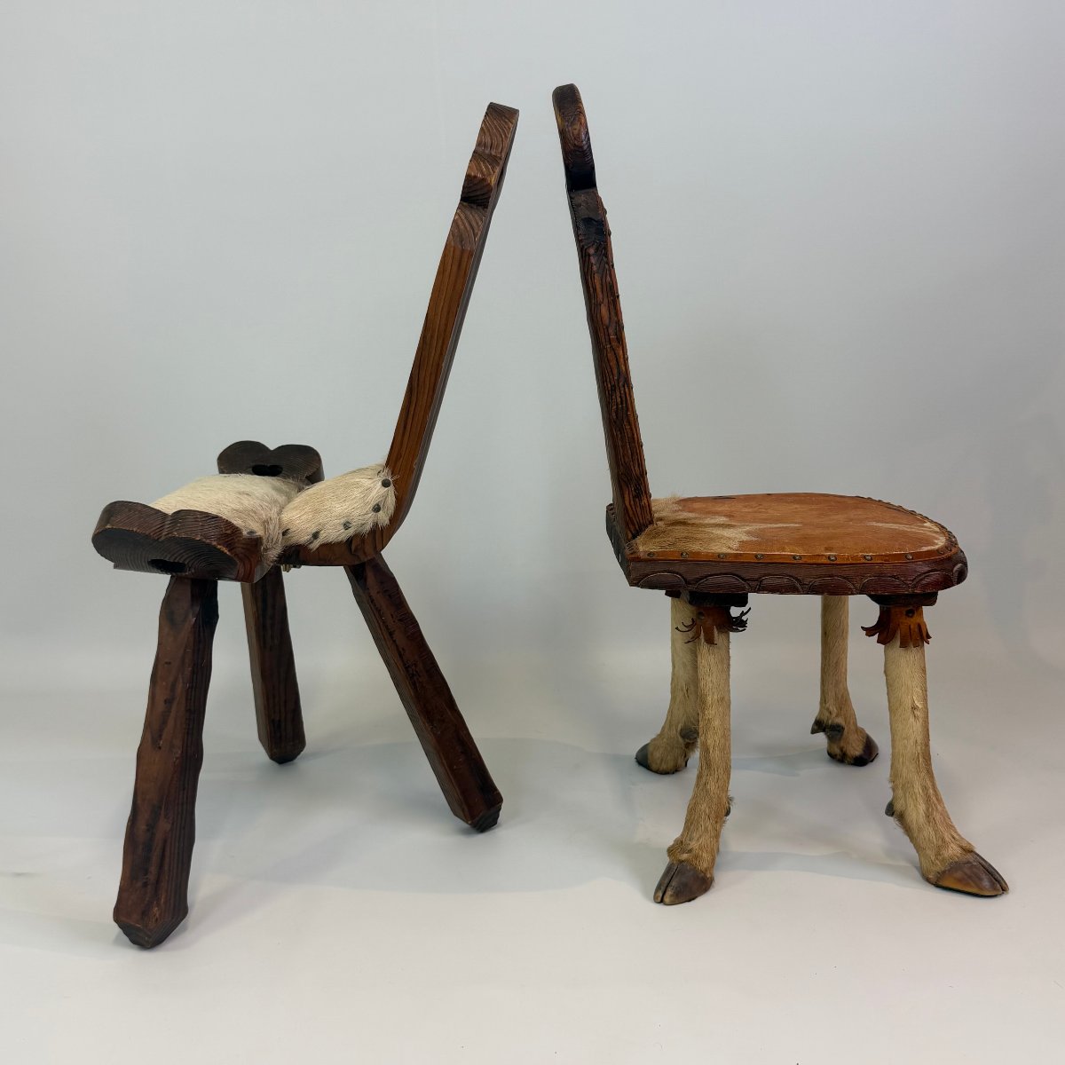 Lot de 2 chaises rustiques de style folklorique -photo-3