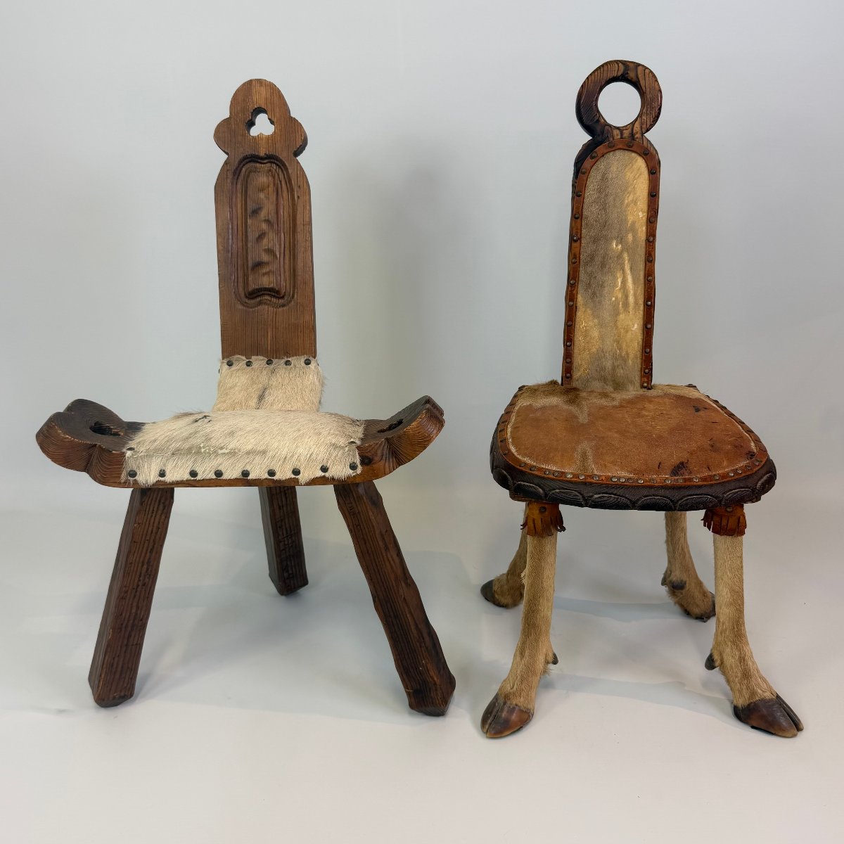 Lot de 2 chaises rustiques de style folklorique -photo-4