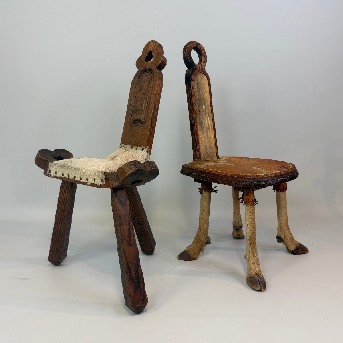 Lot de 2 chaises rustiques de style folklorique -photo-8
