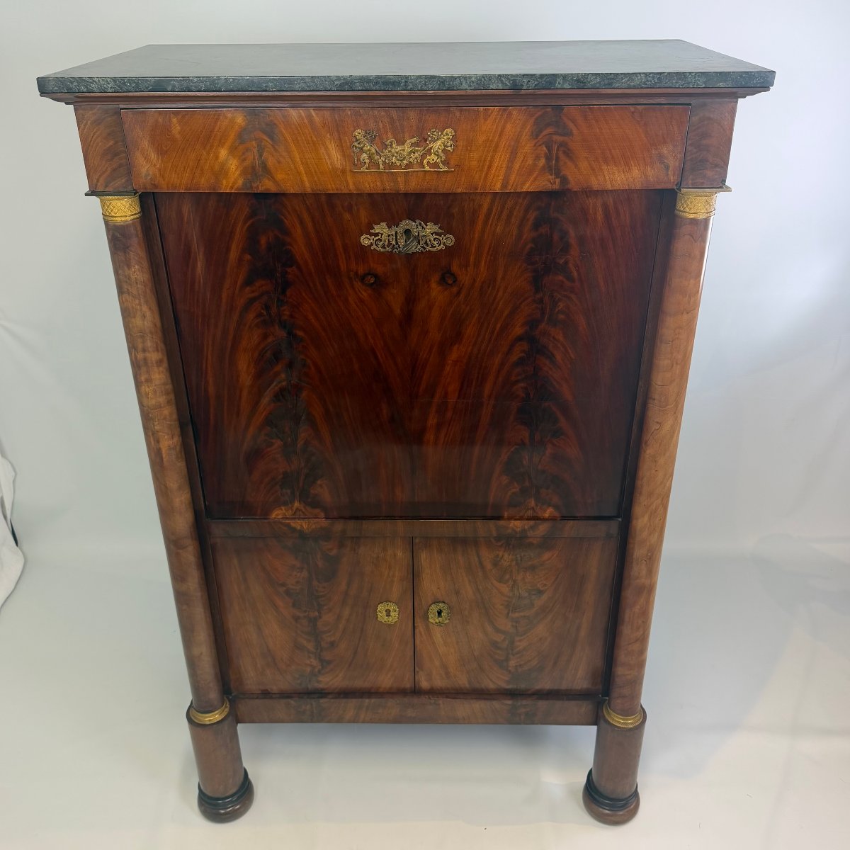 Secrétaire antique de style Empire en acajou 