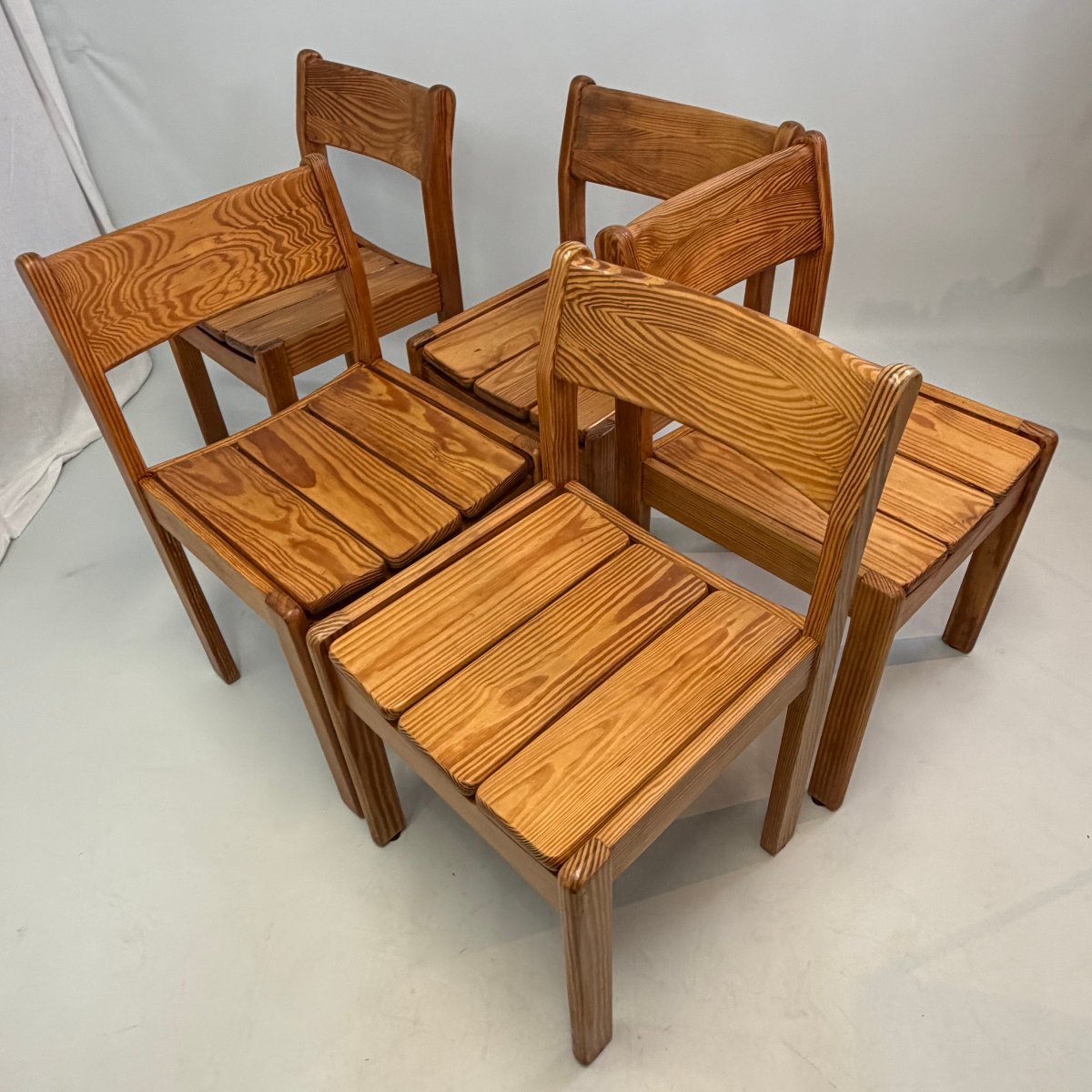 Ensemble de 5 chaises de salle à manger en pin Douglas -photo-4