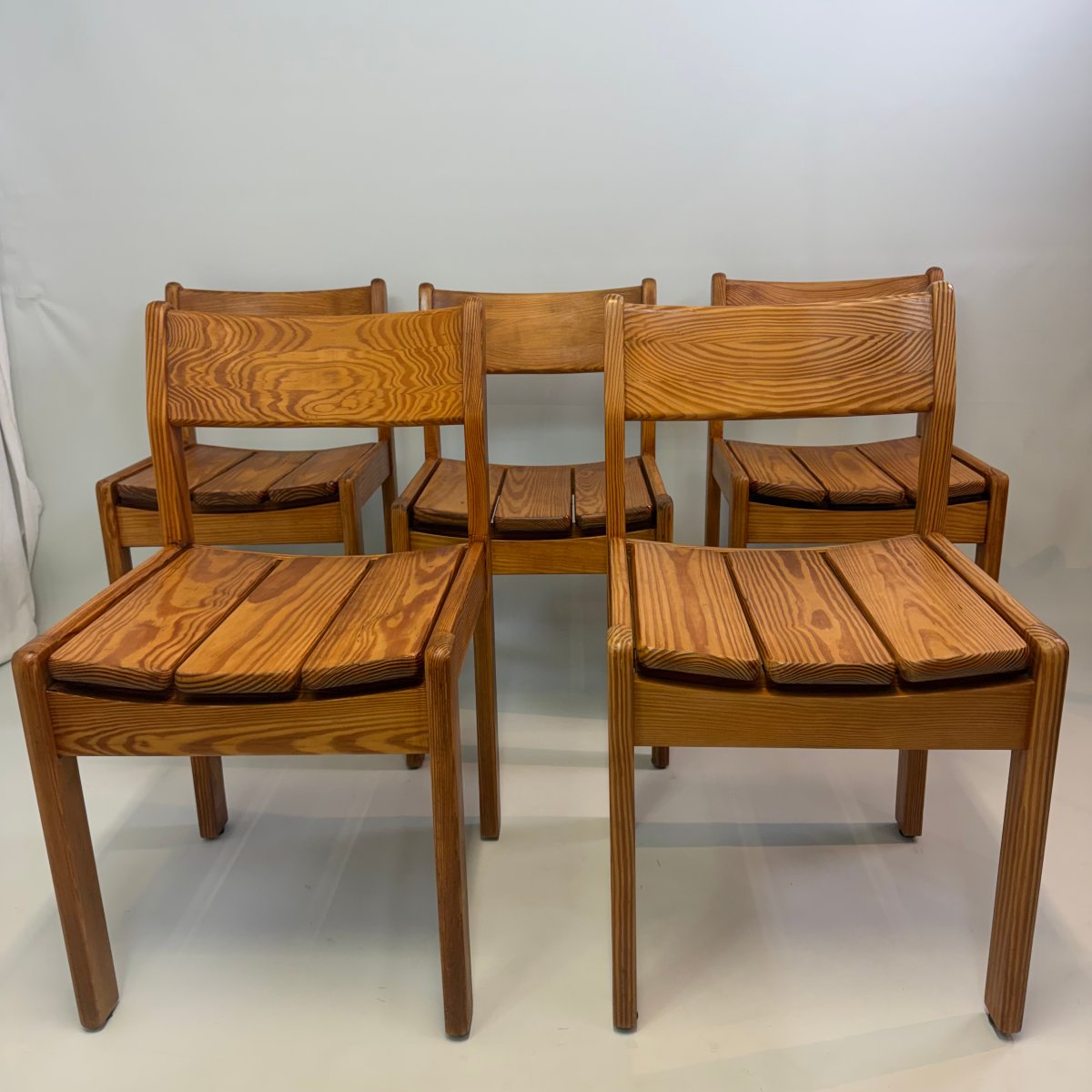 Ensemble de 5 chaises de salle à manger en pin Douglas -photo-5