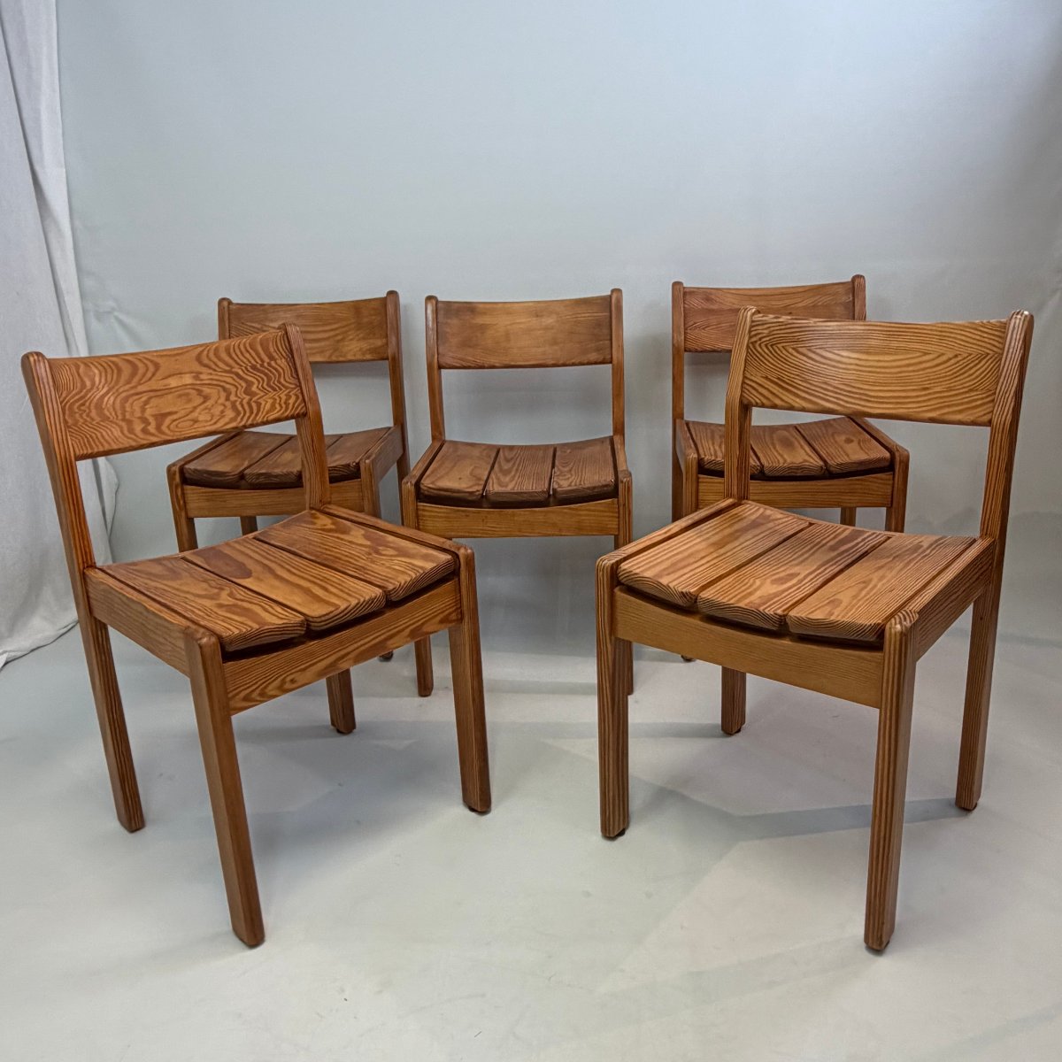 Ensemble de 5 chaises de salle à manger en pin Douglas -photo-8