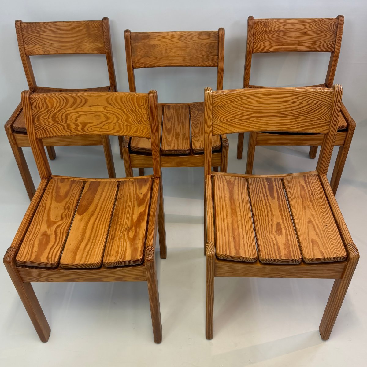 Ensemble de 5 chaises de salle à manger en pin Douglas 