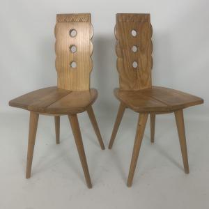 Paire de chaises brutalistes de style Zakopane 