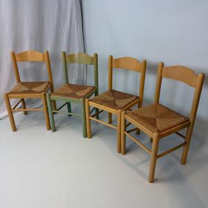 Set de 4 chaises en paille