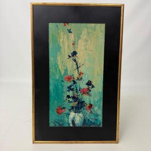 Nature morte abstraite d'un vase avec des fleurs