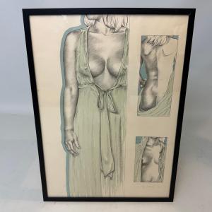 Lithographie d'un nu féminin par Eddy Thomas 