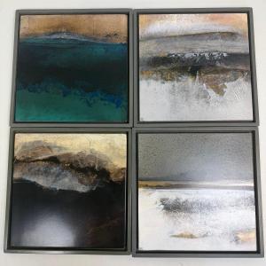 Ensemble de 4 peintures laque sur bois de Gérard Redoulès 