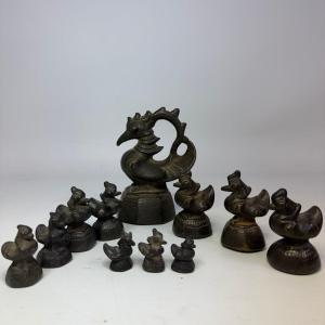 Set Of 11 19th Century Burmese Bronze Opium Weights