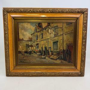 Huile sur toile 'Vue de rue' G. Matthyssens