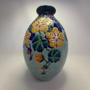 Large Ceramic Vase Designed By Charles Catteau For Boch Keramis