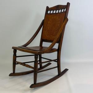 Antique Edwardian Rocking Chair With A “pressed Back”