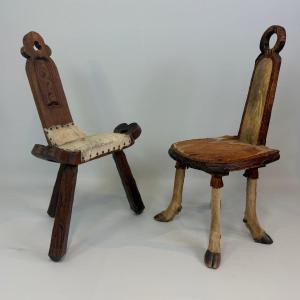 Set Of 2 Rustic, Folk-style Chairs