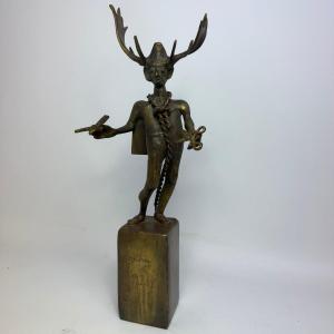 Bronze Sculpture “olivier The Devil” By Jef Claerhout