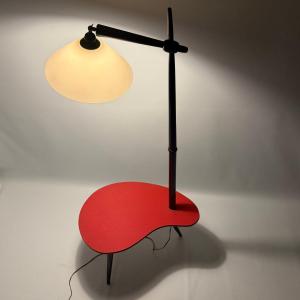 "painter's Palette" Side Table With Built-in Floor Lamp