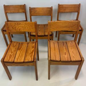 Ensemble de 5 chaises de salle à manger en pin Douglas
