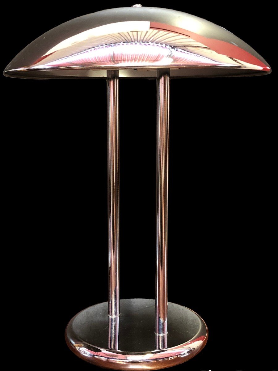 Paire De Lampes Vintage Chrome Champignon Par Robert Sonneman, Années 70.-photo-2