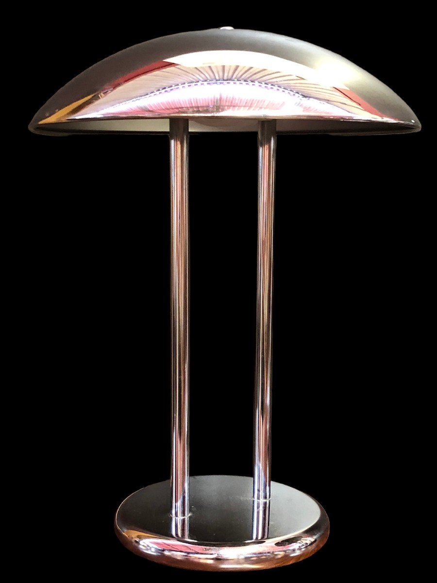 Lampe Vintage Chrome Champignon Par Robert Sonneman, Années 70.-photo-3