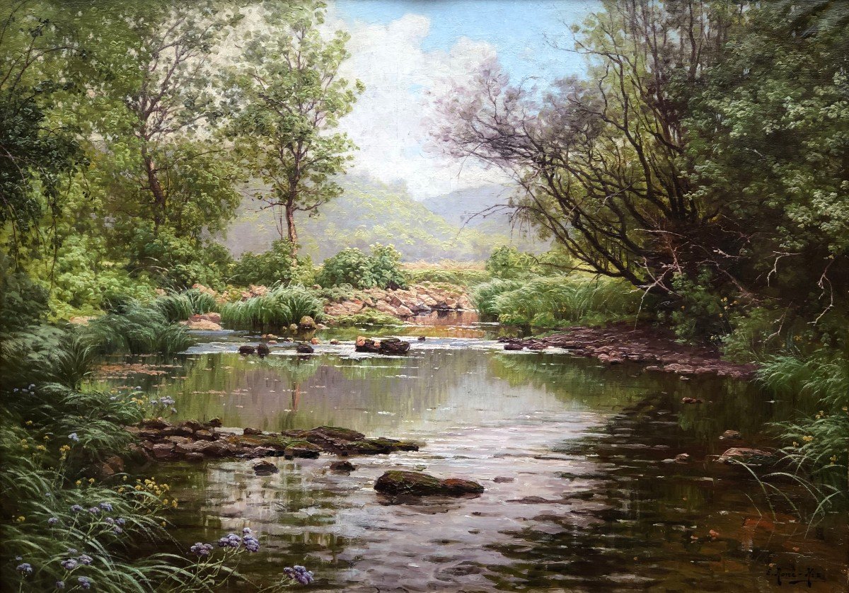 His René French Painting Early 20th Century River In The Undergrowth Oil On Canvas Signed ​​​​​​​certificat-photo-2