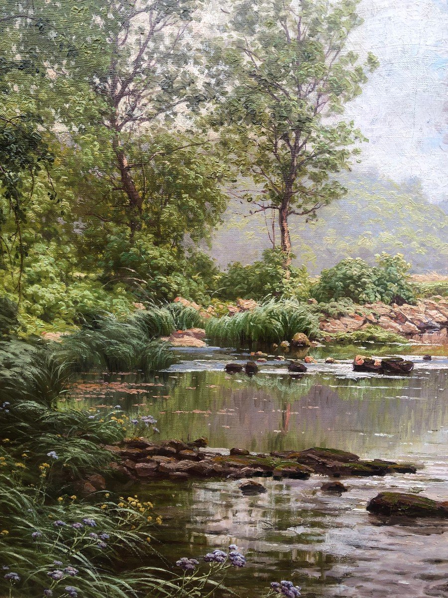His René French Painting Early 20th Century River In The Undergrowth Oil On Canvas Signed ​​​​​​​certificat-photo-3
