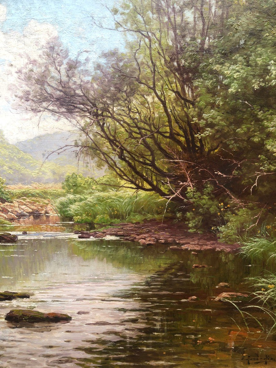 His René French Painting Early 20th Century River In The Undergrowth Oil On Canvas Signed ​​​​​​​certificat-photo-1