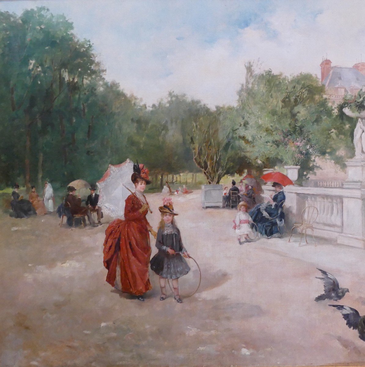 De Paredes Vincent Animation In The Luxembourg Garden Oil On Canvas Signed ​​​​​​​certificat-photo-3