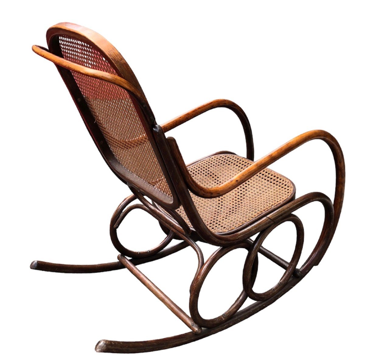 Rocking Chair Estampillé Thonet En hêtre Courbé 1900.-photo-2
