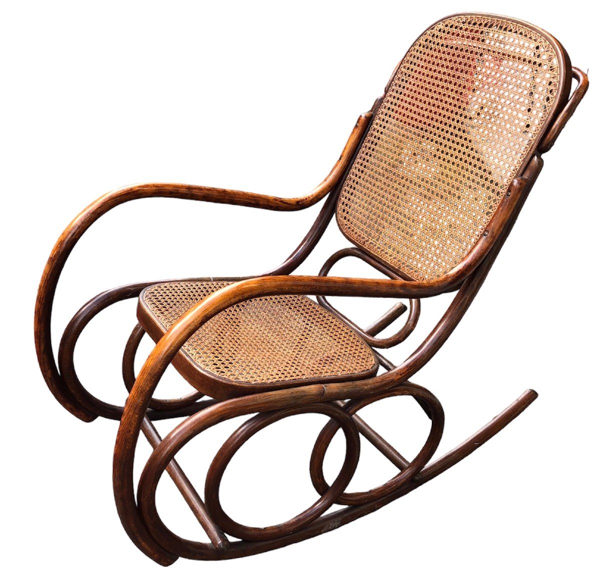 Rocking Chair Estampillé Thonet En hêtre Courbé 1900.-photo-1