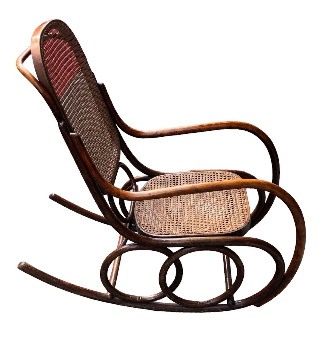Rocking Chair Estampillé Thonet En hêtre Courbé 1900.-photo-3
