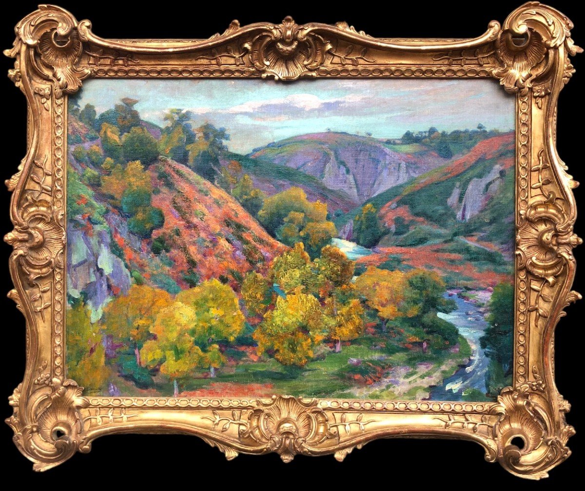 Smith Alfred Vallée De La Creuse En Automne Huile Sur Toile Signée Certificat-photo-4